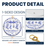 Our First Christmas As A Family Of 3,4,5,6 Toile De Jouy - Personalized Ceramic Ornament
