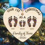 Our First Christmas As A Family Of - Personalized Wooden Ornament