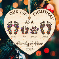 Our First Christmas As A Family Of - Personalized Wooden Ornament