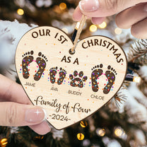 Our First Christmas As A Family Of - Personalized Wooden Ornament