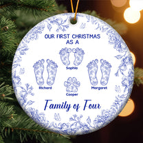 Our First Christmas As A Family Of Three, Four, Custom Number - Personalized Ceramic Ornament