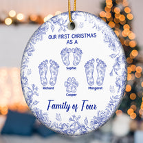 Our First Christmas As A Family Of Three, Four, Custom Number - Personalized Ceramic Ornament
