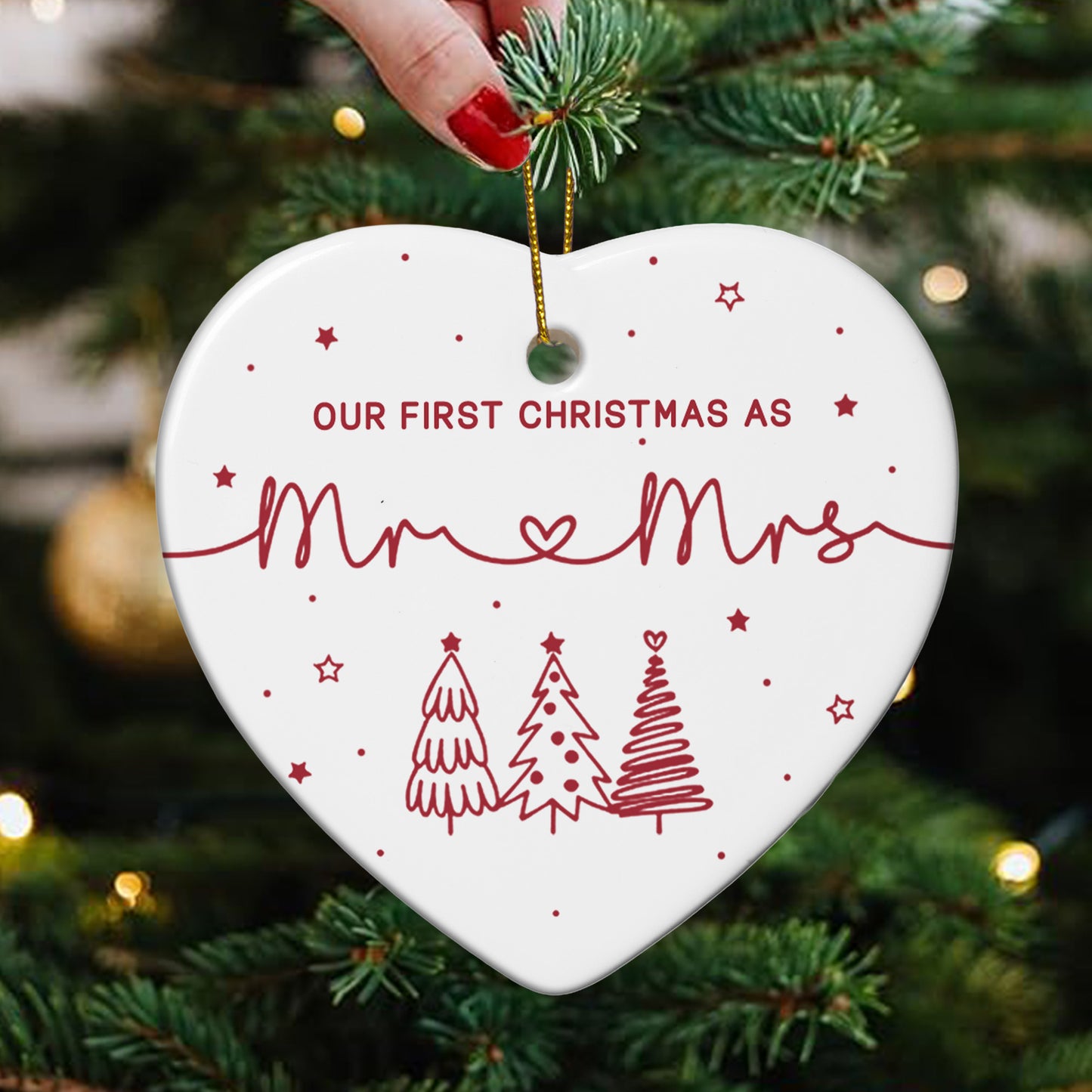 Our First Christmas As Mr And Mrs - Ceramic Ornament
