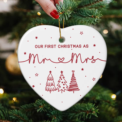 Our First Christmas As Mr And Mrs - Ceramic Ornament