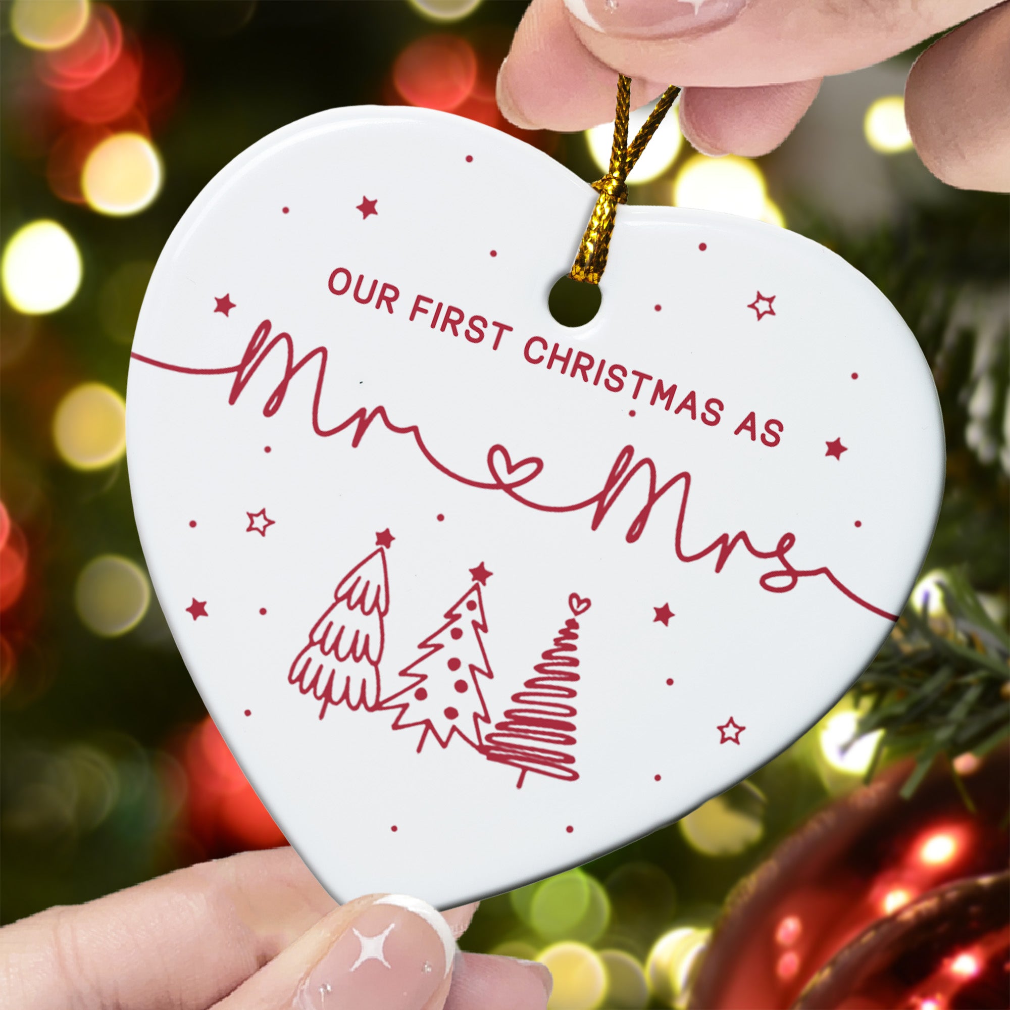 Our First Christmas As Mr And Mrs - Ceramic Ornament