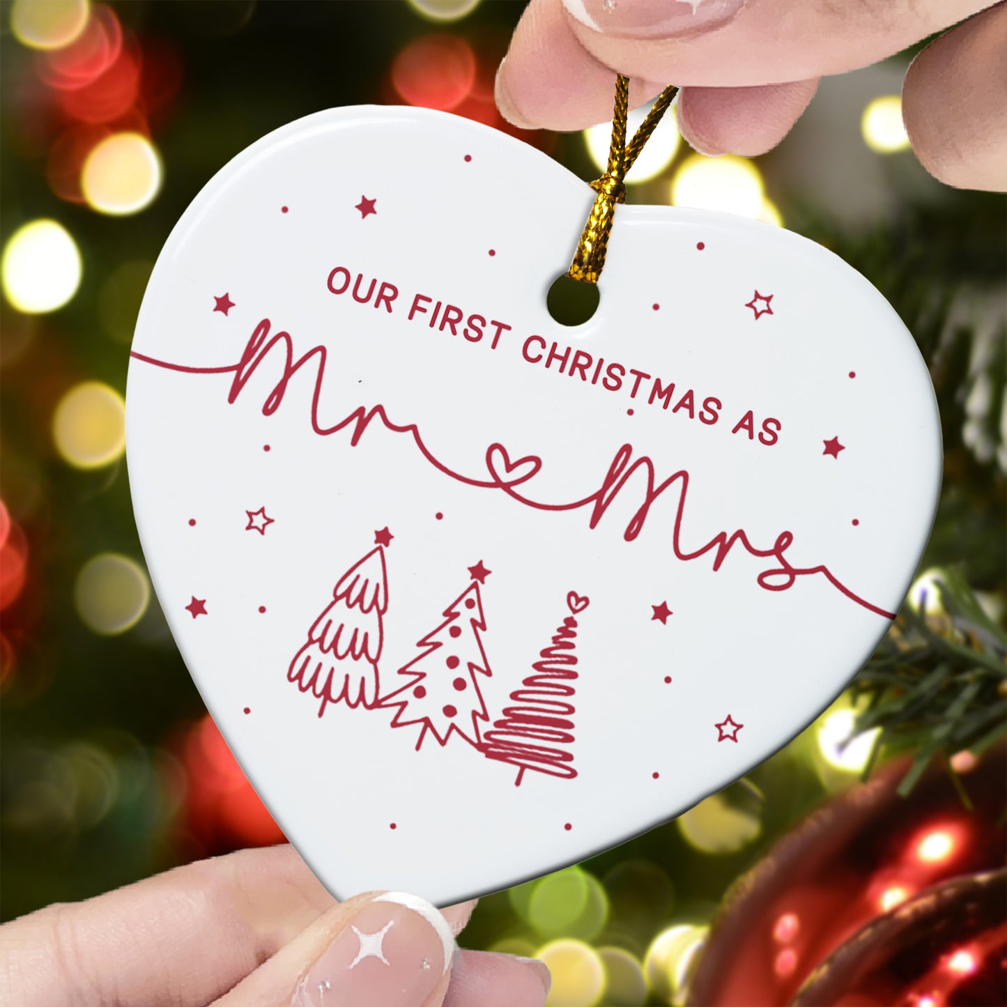 Our First Christmas As Mr And Mrs - Ceramic Ornament