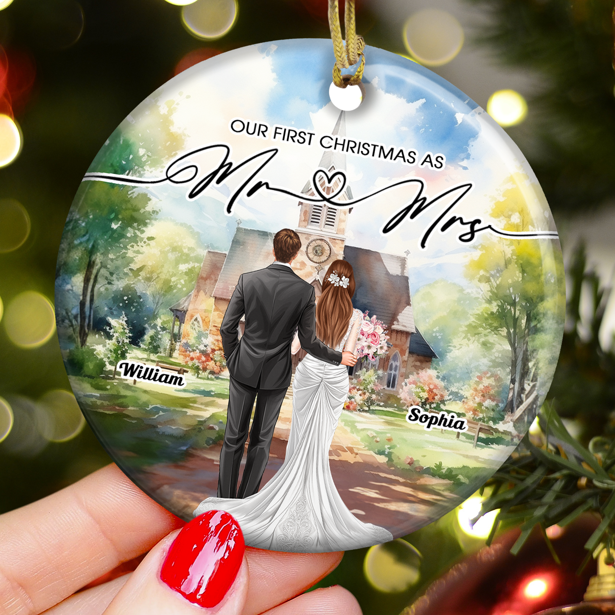 Our First Christmas As Mr Mrs - Personalized Ceramic Ornament