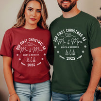 Our First Christmas As Mr & Mrs Couple Shirts - Personalized Shirt