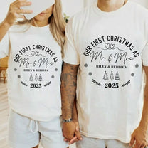 Our First Christmas As Mr & Mrs Couple Shirts - Personalized Shirt