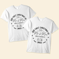 Our First Christmas As Mr & Mrs Couple Shirts - Personalized Shirt