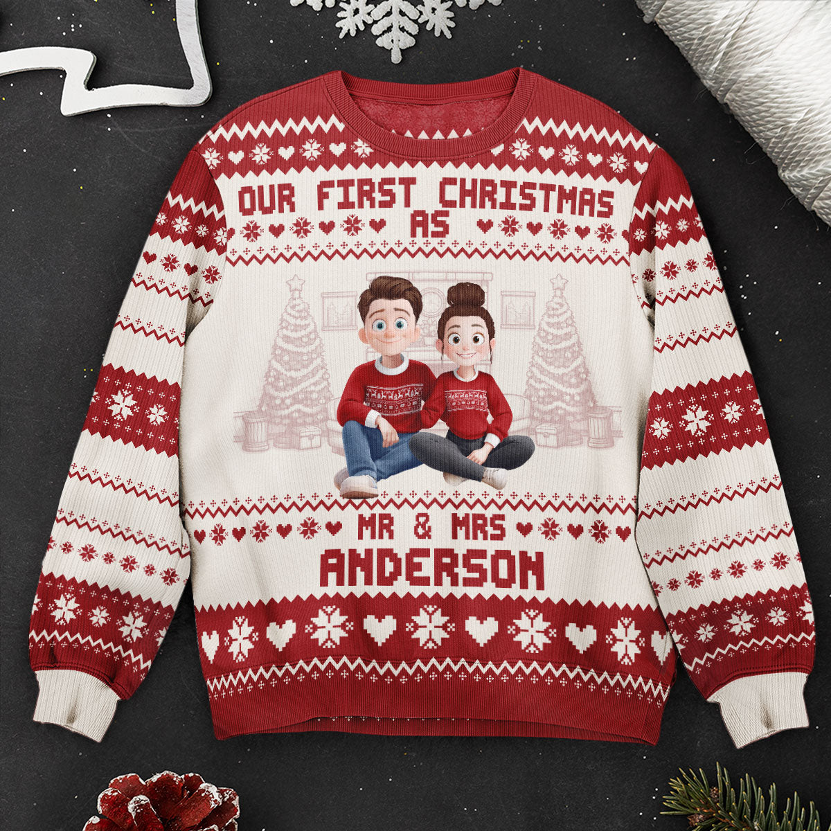 Personalized Gift For Couples, Christmas Ugly Sweater 02HUHU051024 You're My Favorite Nightmare
