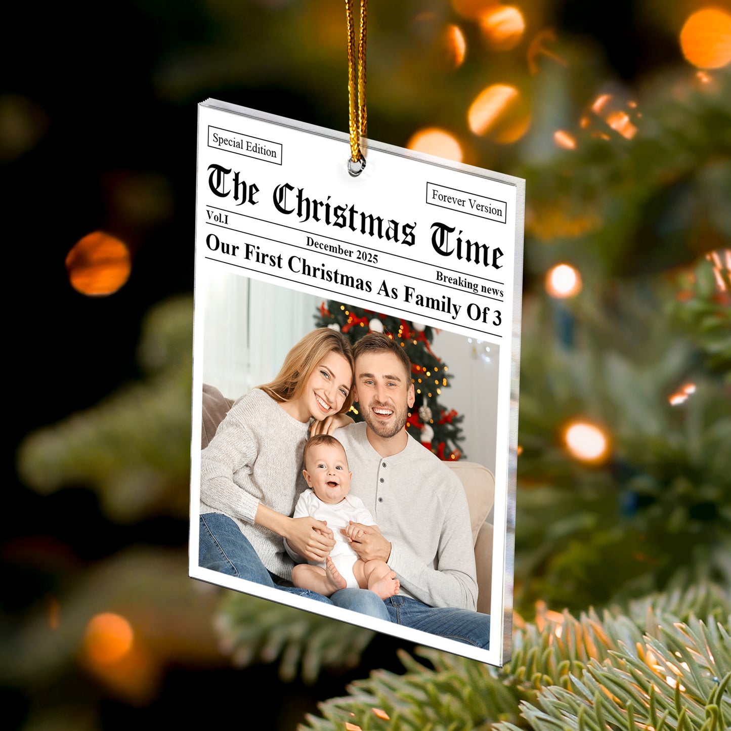 Our First Christmas As, For 1st Baby, New Parents, New Grandparents - Personalized Acrylic Photo Ornament