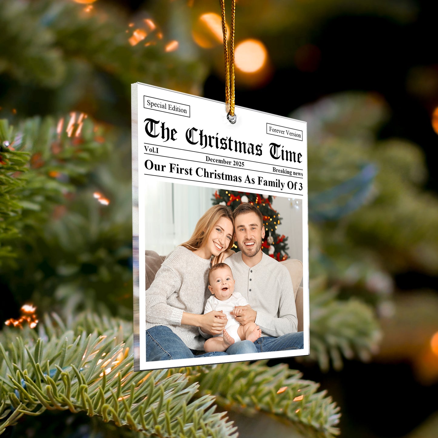 Our First Christmas As, For 1st Baby, New Parents, New Grandparents - Personalized Acrylic Photo Ornament