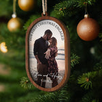 Our First Christmas Couple Christmas Ornament 2 Layers - Personalized Wooden Photo Ornament