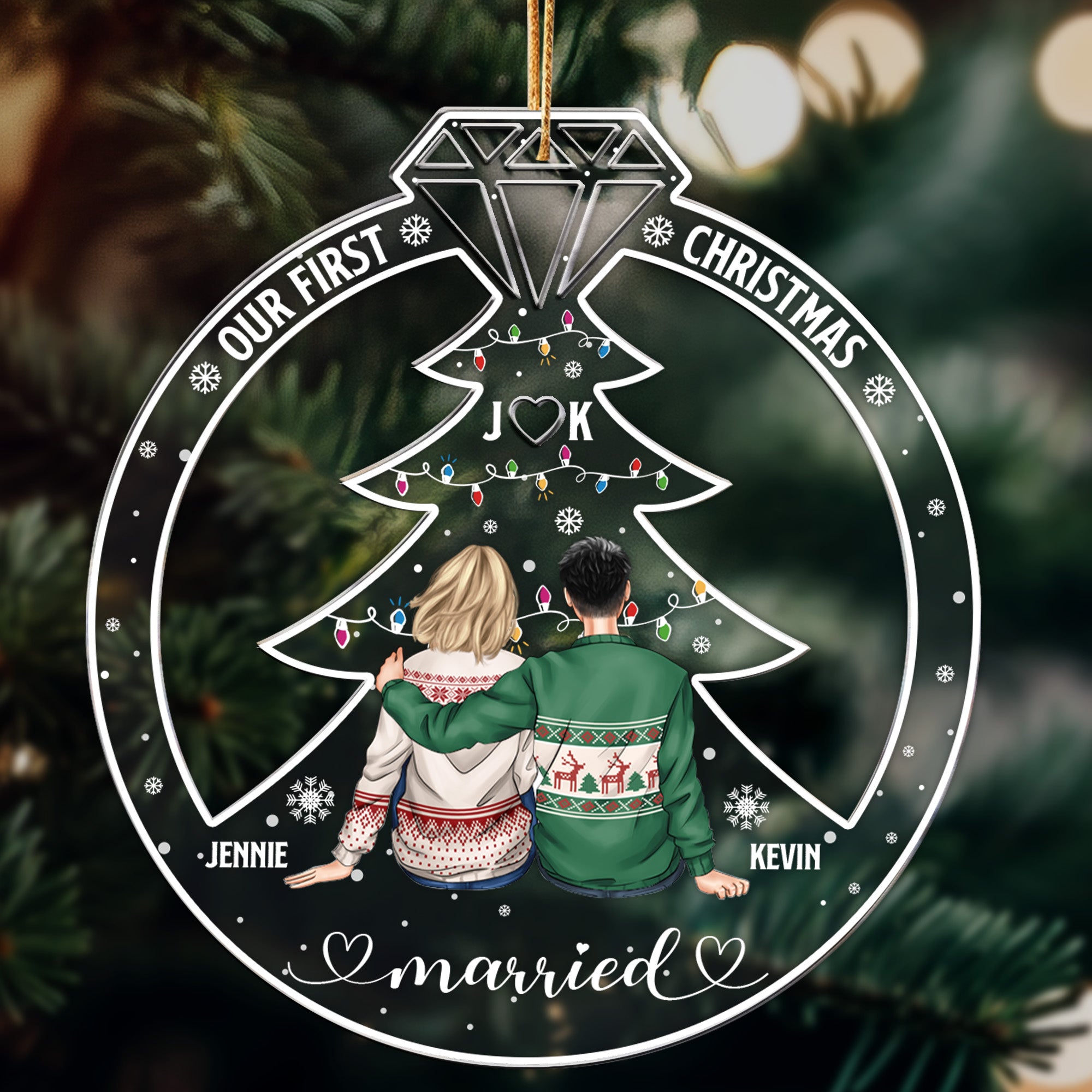 Our First Christmas Married Couple Gift - Personalized Acrylic Ornament