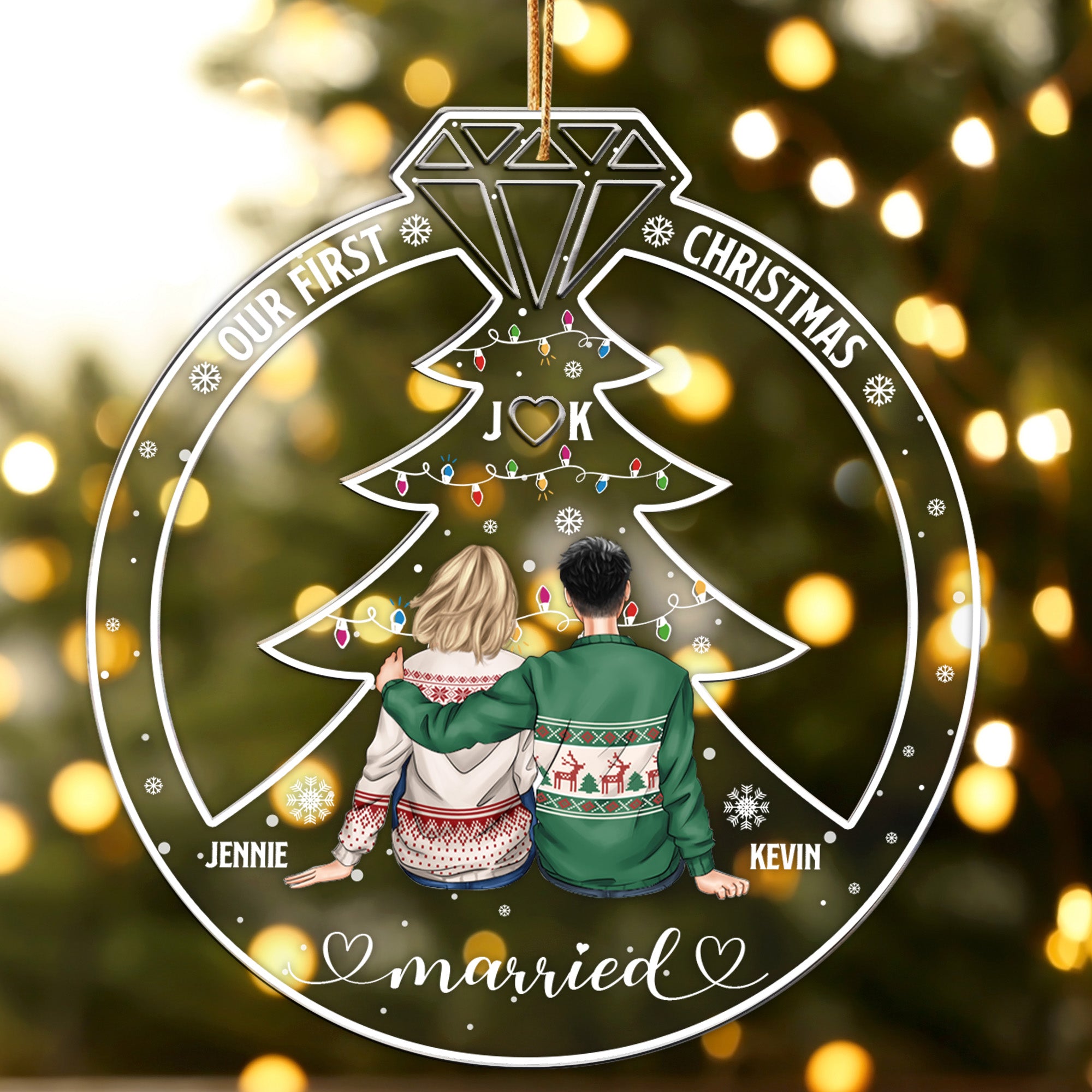 Our First Christmas Married Couple Gift - Personalized Acrylic Ornament