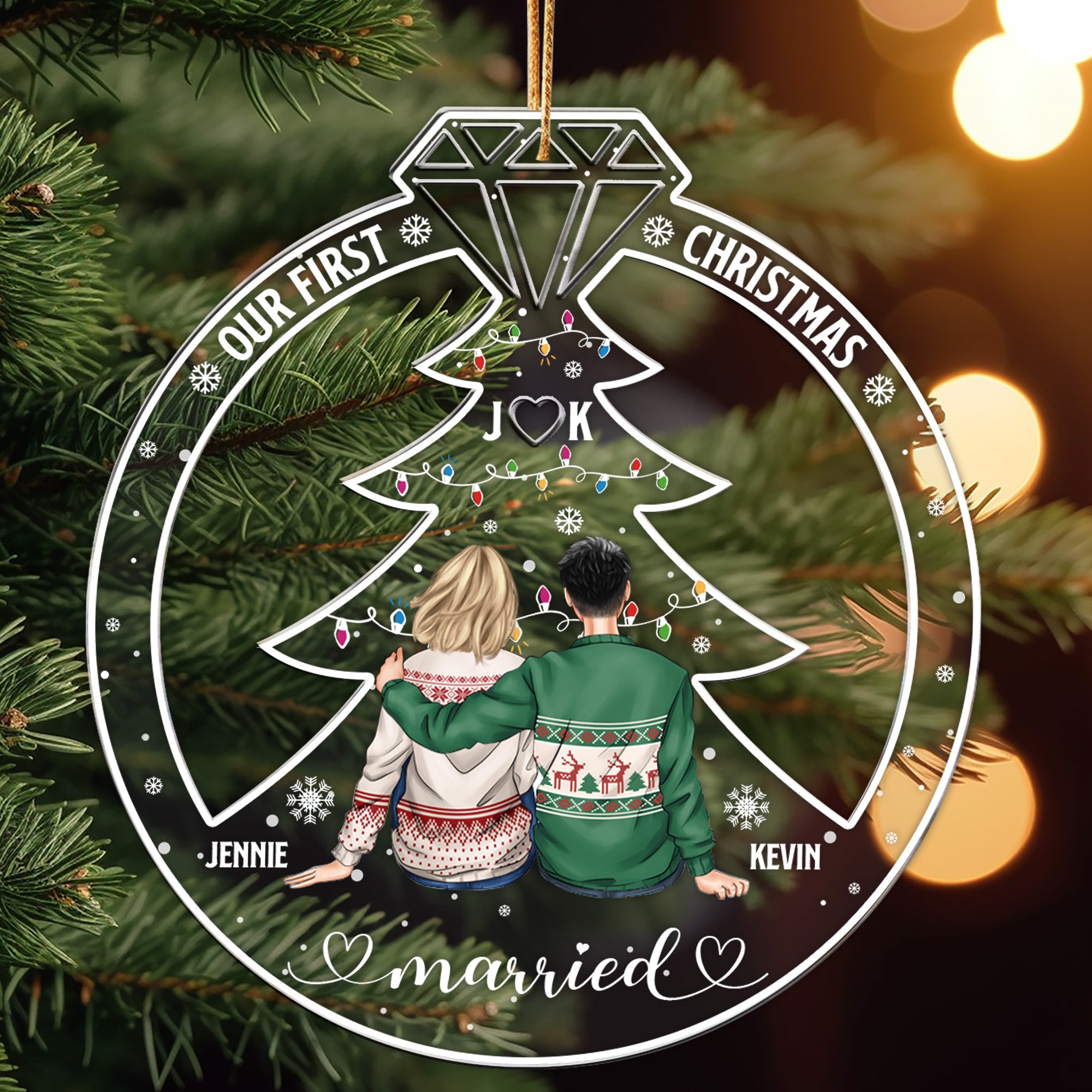 Our First Christmas Married Couple Gift - Personalized Acrylic Ornament