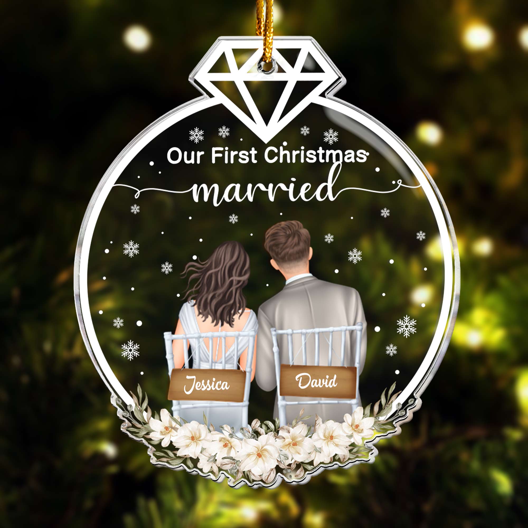 Our First Christmas Married - Personalized Acrylic Ornament