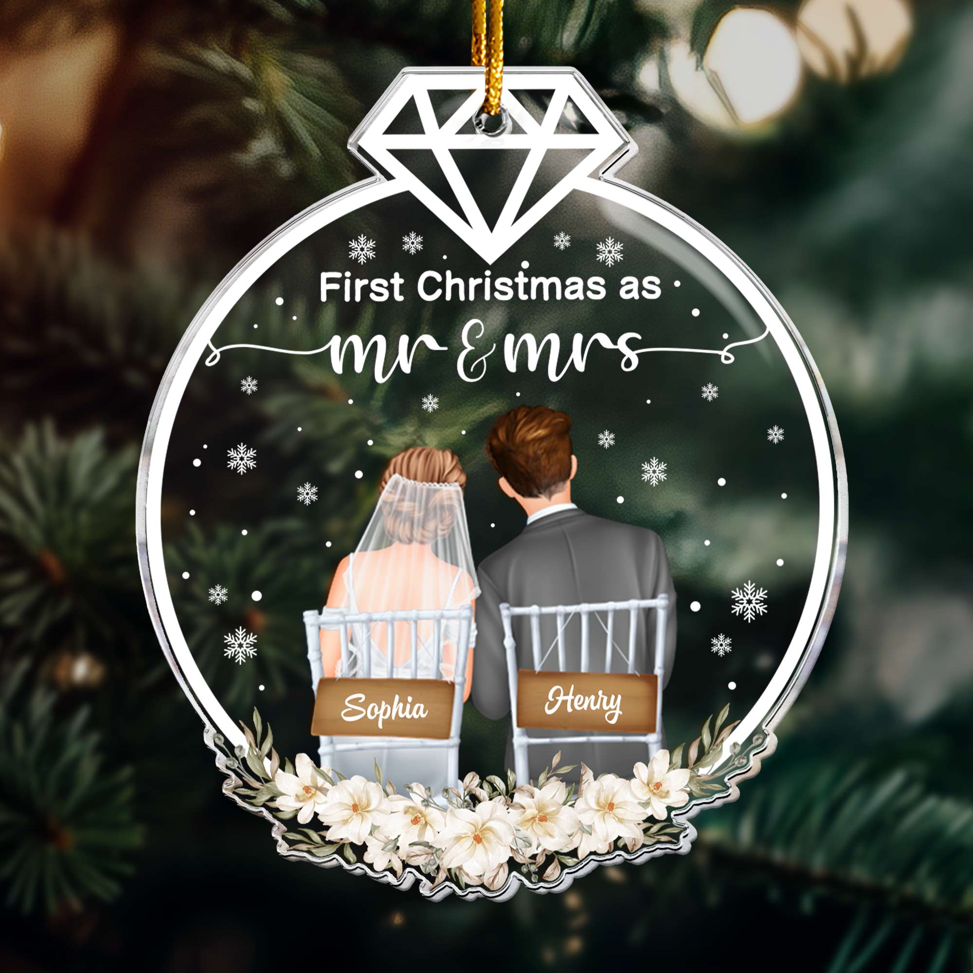 Our First Christmas Married - Personalized Acrylic Ornament