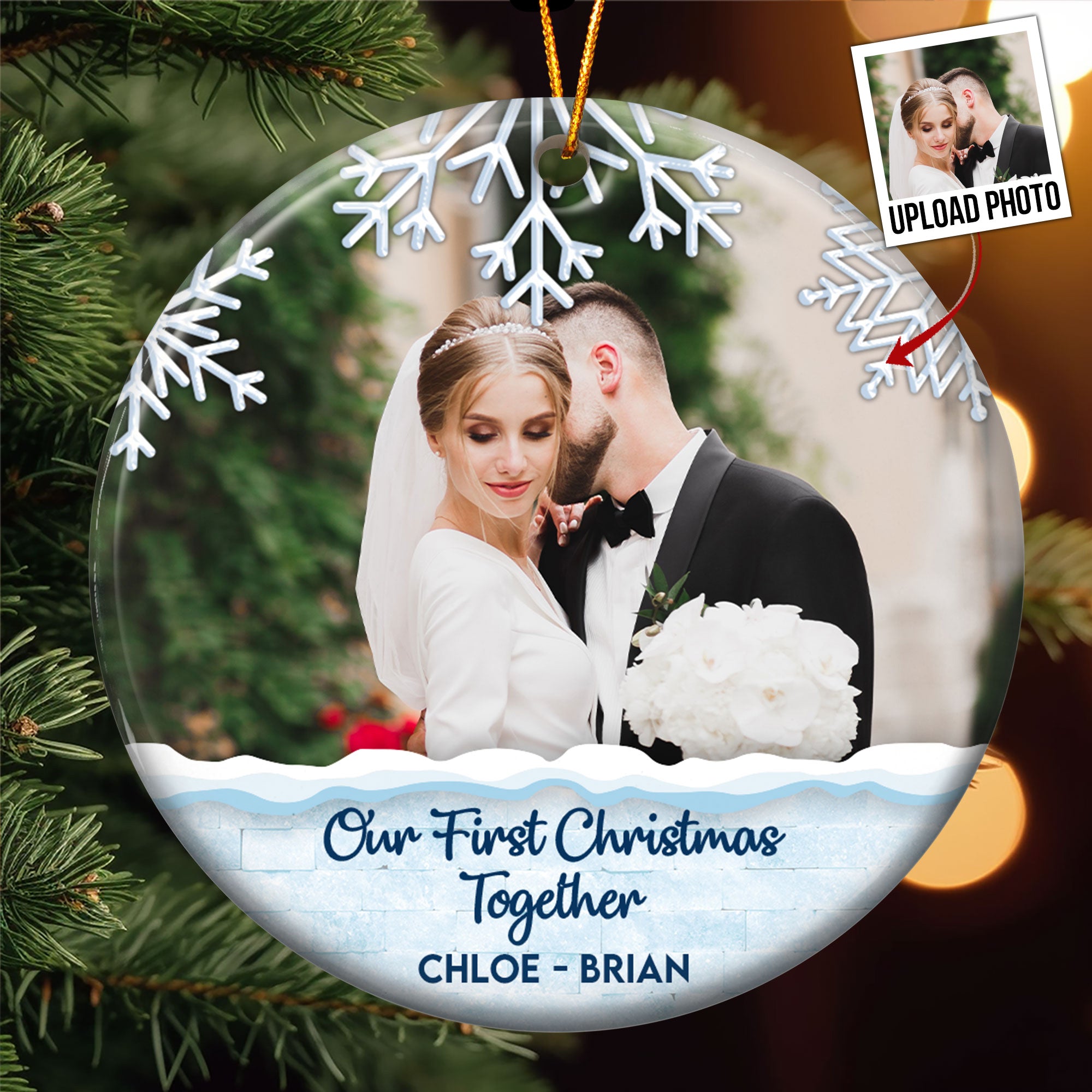 Our First Christmas Married - Personalized Ceramic Photo Ornament