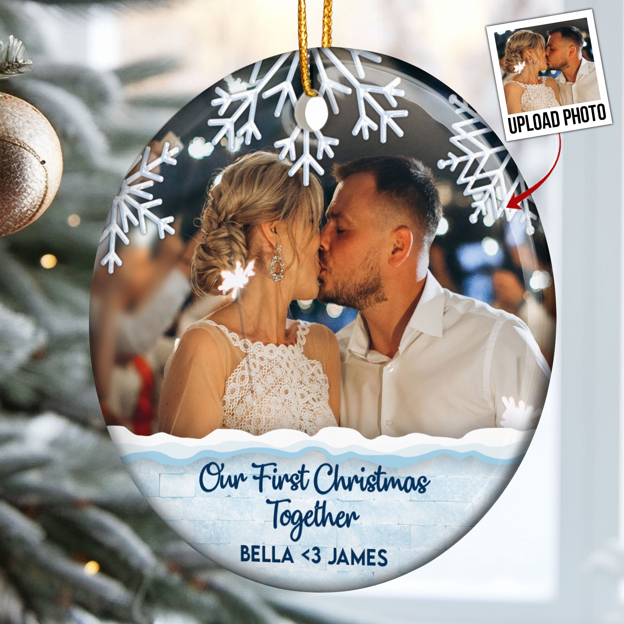 Our First Christmas Married - Personalized Ceramic Photo Ornament