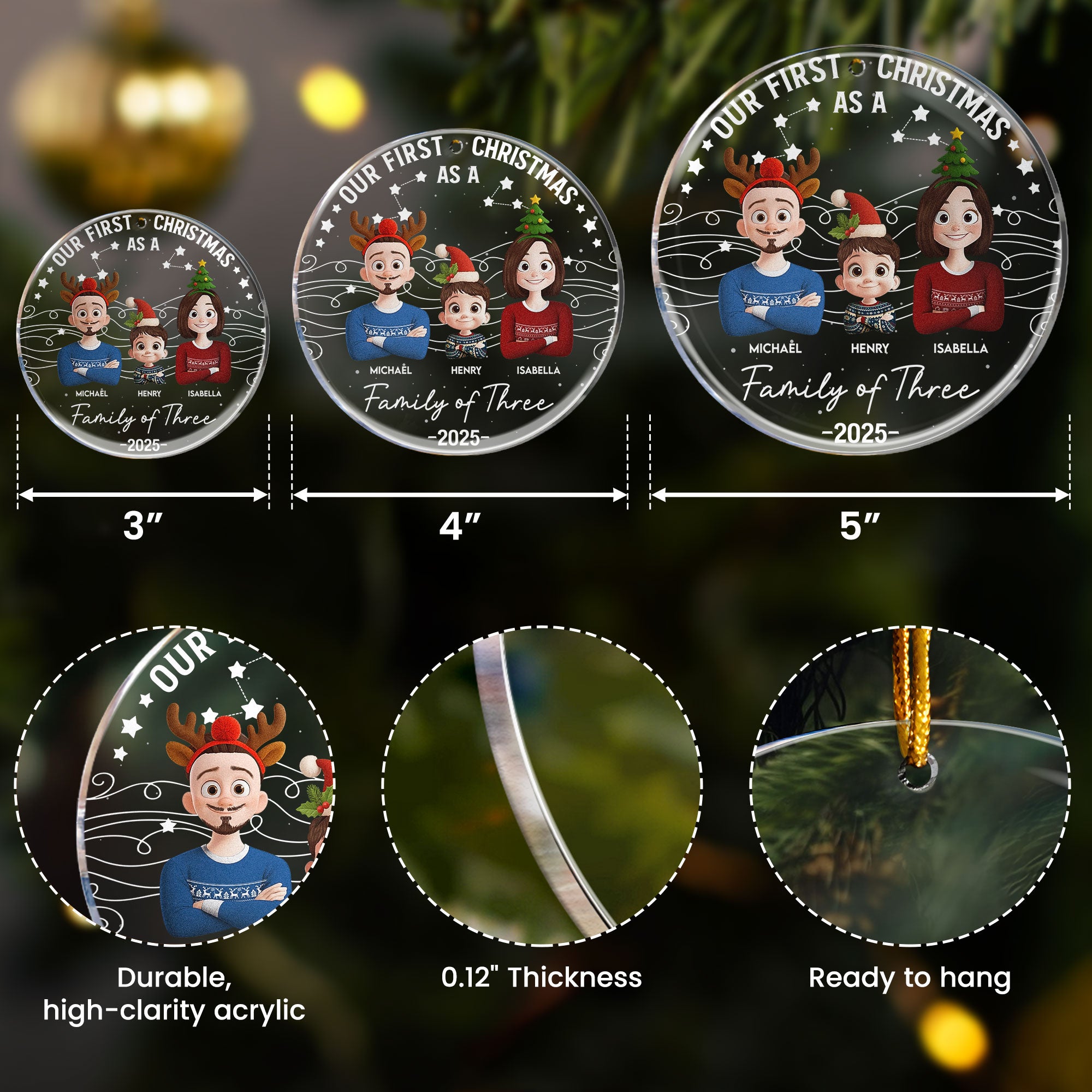 Our First Christmas 2025 - New Version - Personalized Acrylic Ornament