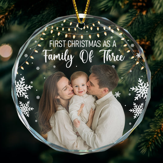 Our First Christmas Together New Mom Dad - Personalized Glass Photo Ornament