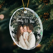 Our First Christmas Together New Mom Dad - Personalized Glass Photo Ornament