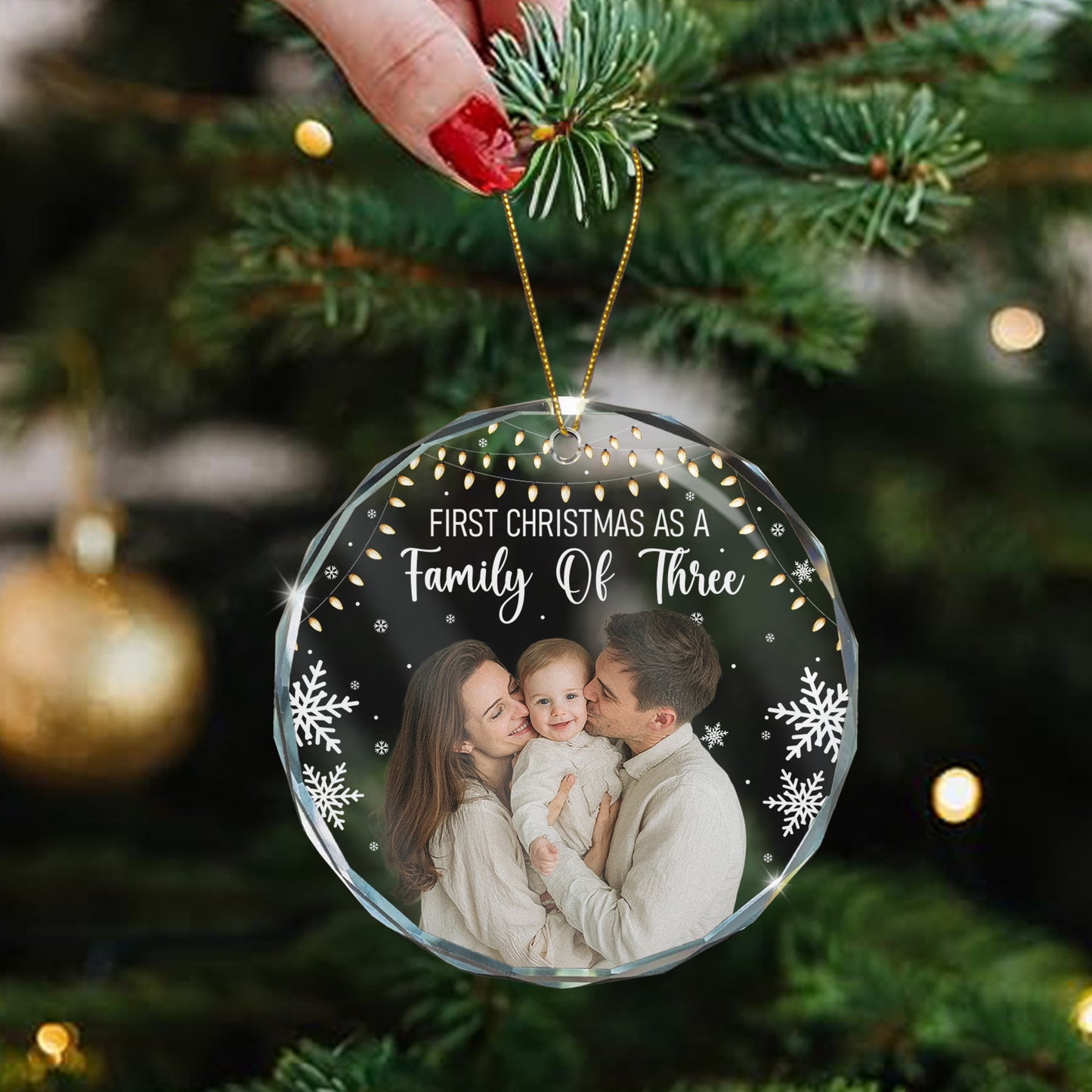 Our First Christmas Together New Mom Dad - Personalized Glass Photo Ornament