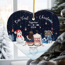 Our First Christmas Together - Personalized Heart Shaped Ceramic Ornament