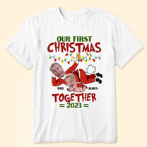 Our First Christmas Together - Personalized Photo Matching Shirt And Baby Onesie