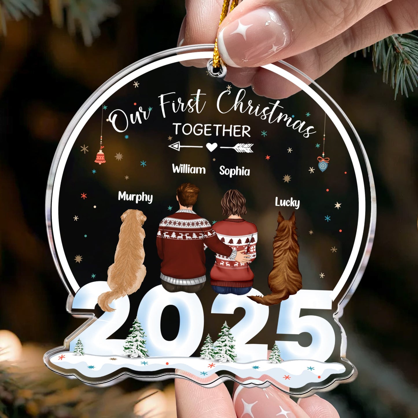 Our First Christmas Together With Dogs - Personalized Acrylic Ornament