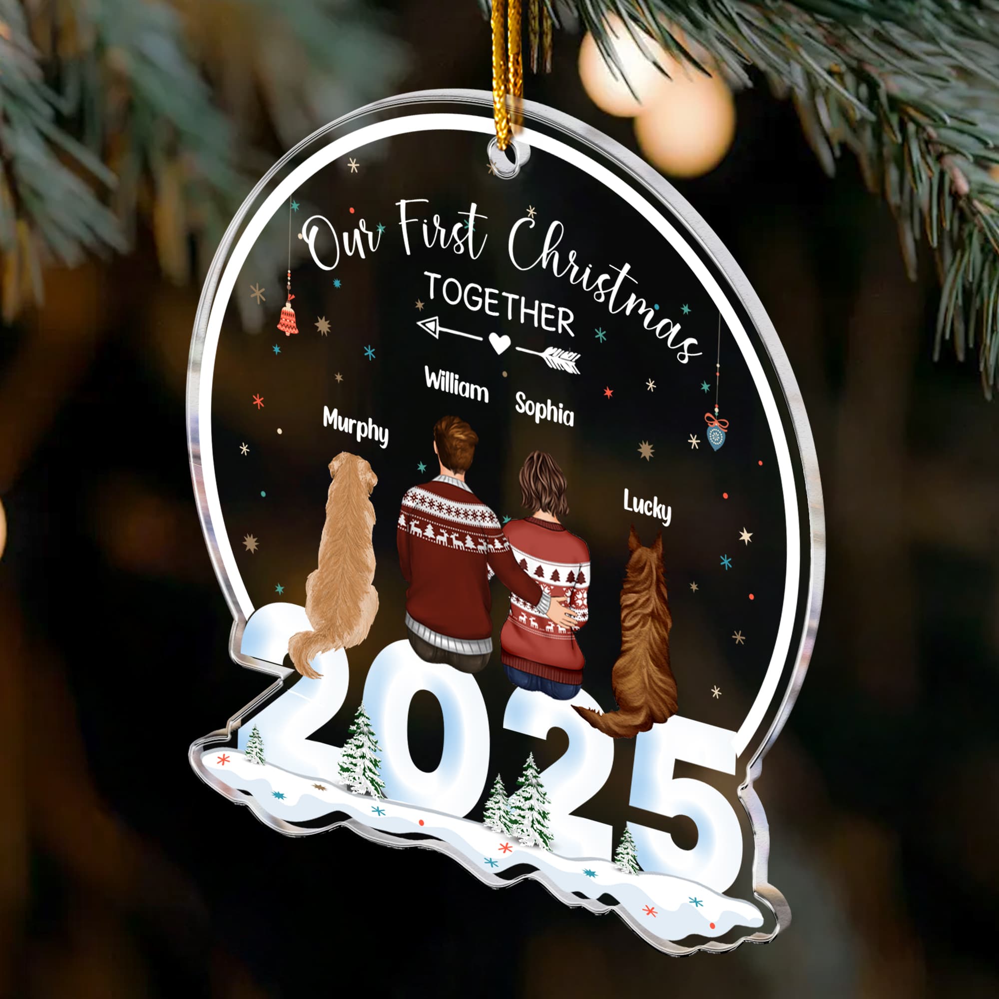 Our First Christmas Together With Dogs - Personalized Acrylic Ornament