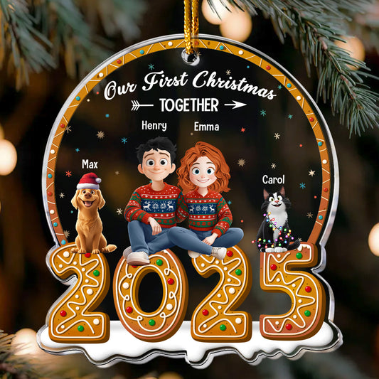 Our First Christmas Together With Pets New Version - Personalized Acrylic Ornament