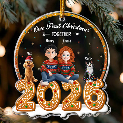 Our First Christmas Together With Pets New Version - Personalized Acrylic Ornament