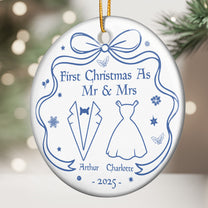 Our First Christmas Toile De Jouy - Personalized Ceramic Ornament