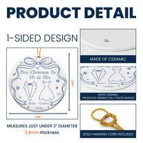 Our First Christmas Toile De Jouy - Personalized Ceramic Ornament