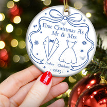 Our First Christmas Toile De Jouy - Personalized Ceramic Ornament