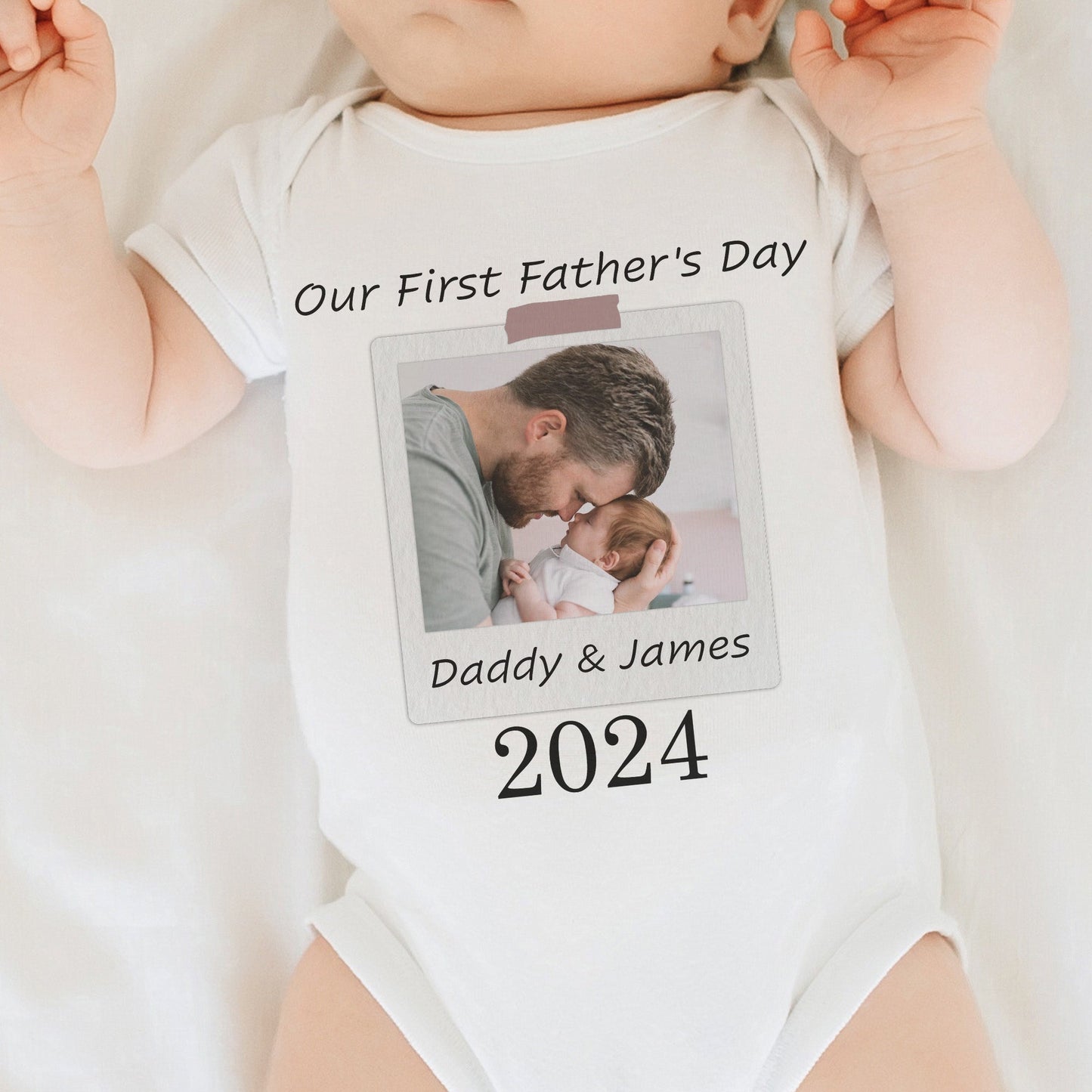 Our First Father's Day - Personalized Photo Matching Shirt