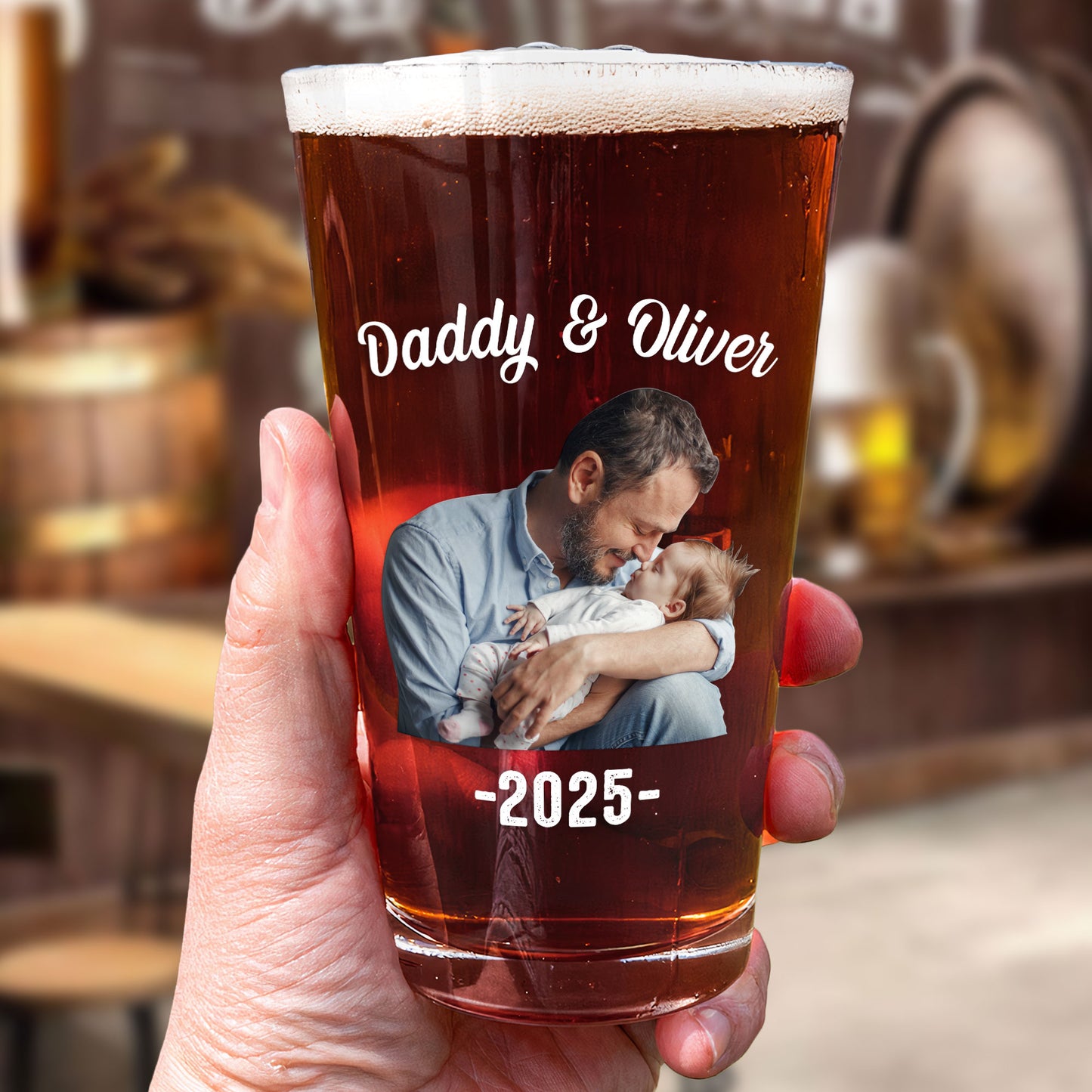 Our First Father's Day Together Cheer - Personalized Photo Beer Glass