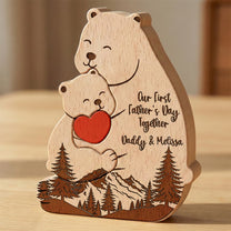 Our First Father's Day Together - Daddy Bear & Baby Bear Cub - Forest Style - Personalized Puzzle