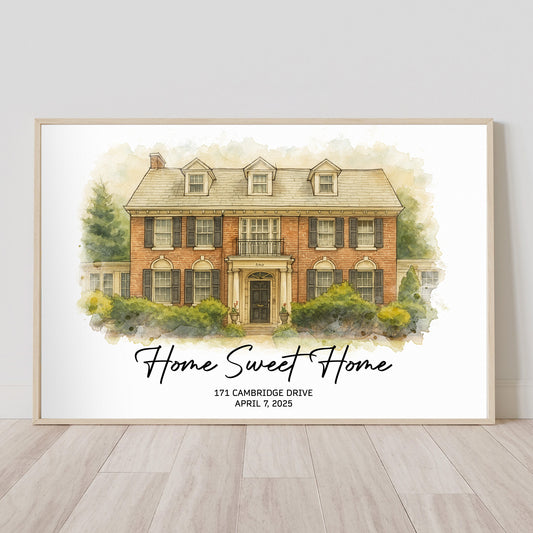 Our First Home Watercolor Art - Personalized Photo Poster
