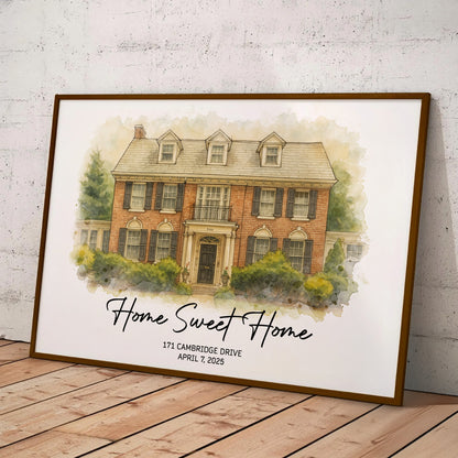 Our First Home Watercolor Art - Personalized Photo Poster