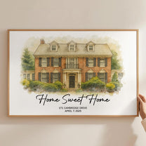 Our First Home Watercolor Art - Personalized Photo Poster