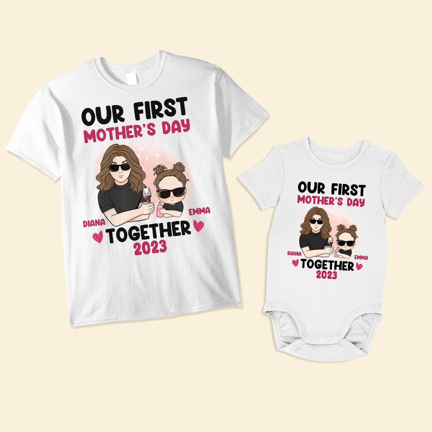 Our First Mother's Day Together 1st Mom - Personalized Matching Family Shirts