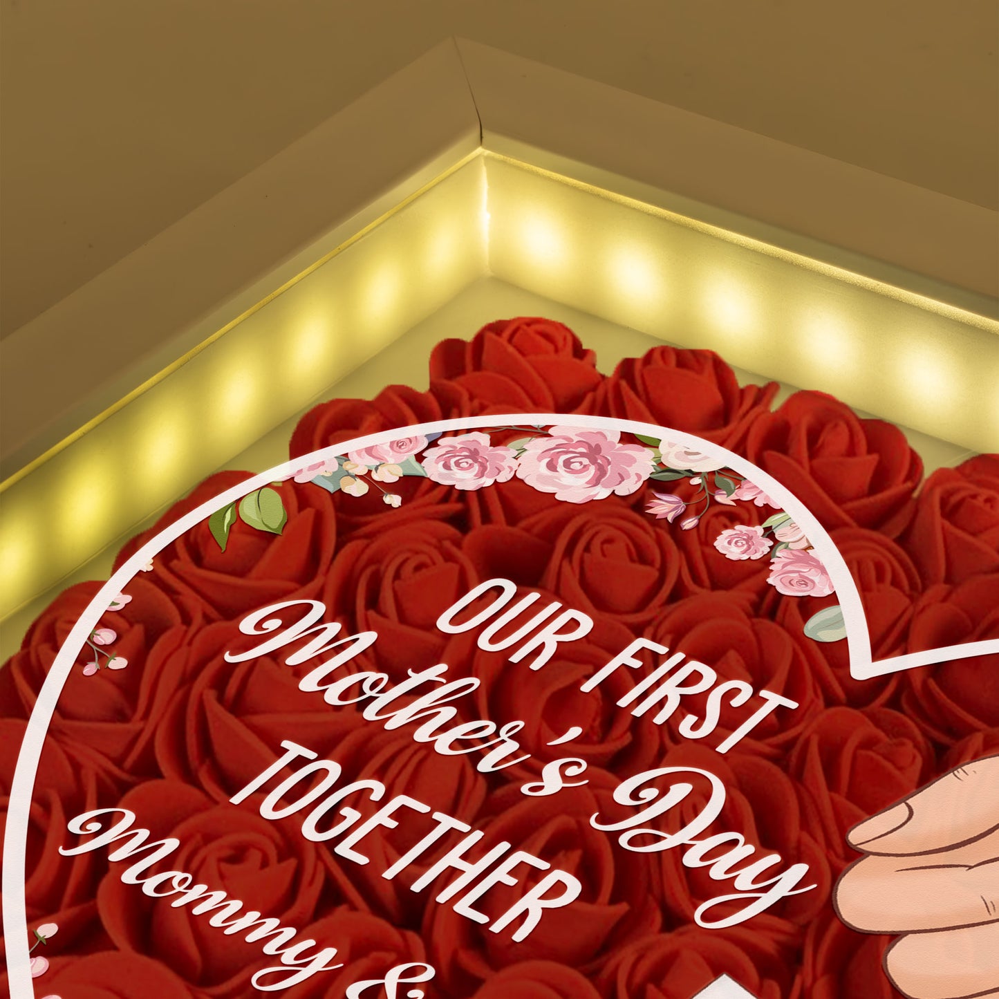 Our First Mother's Day Together - Personalized Flower Shadow Box With LED Light
