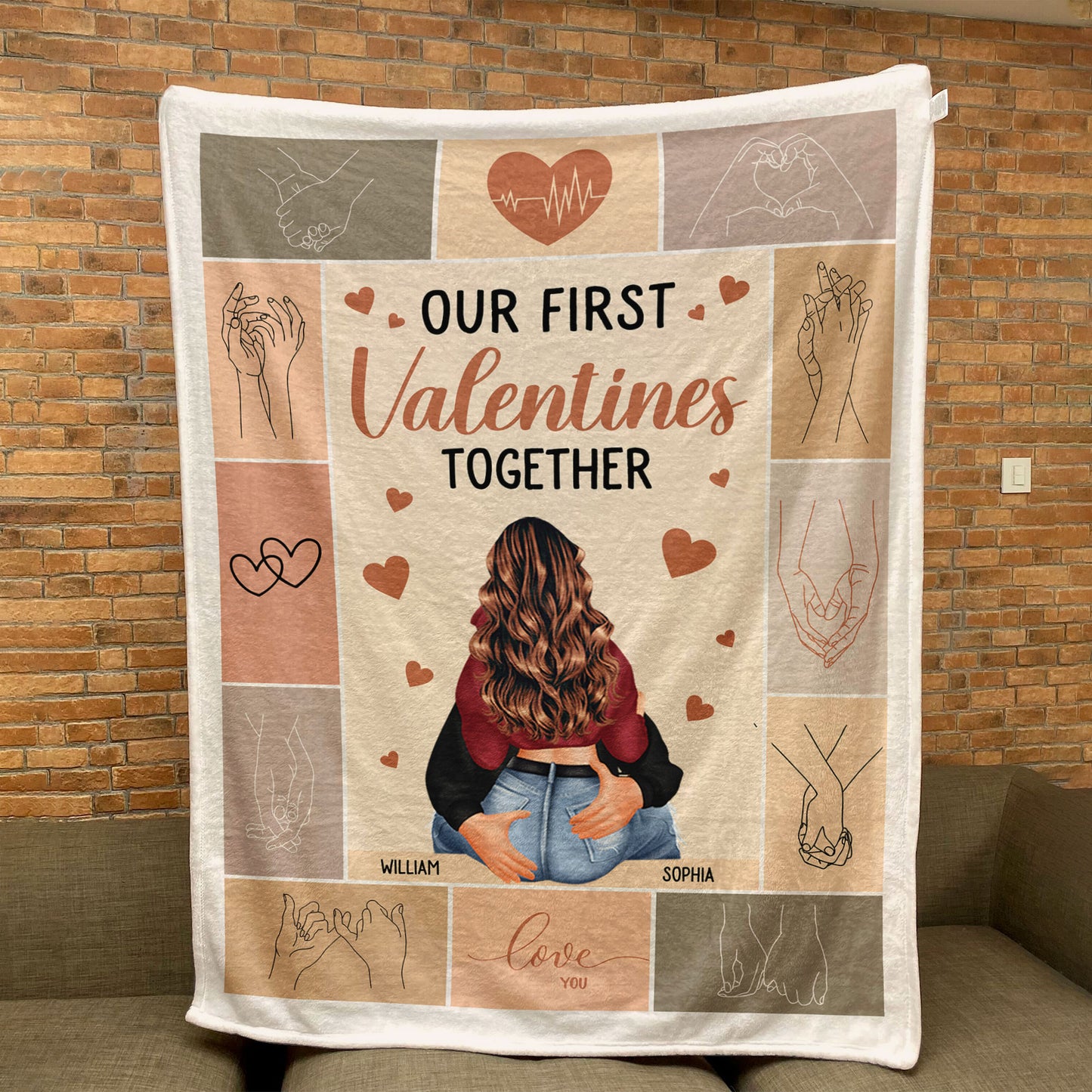 Our First Valentines Together - Personalized Blanket