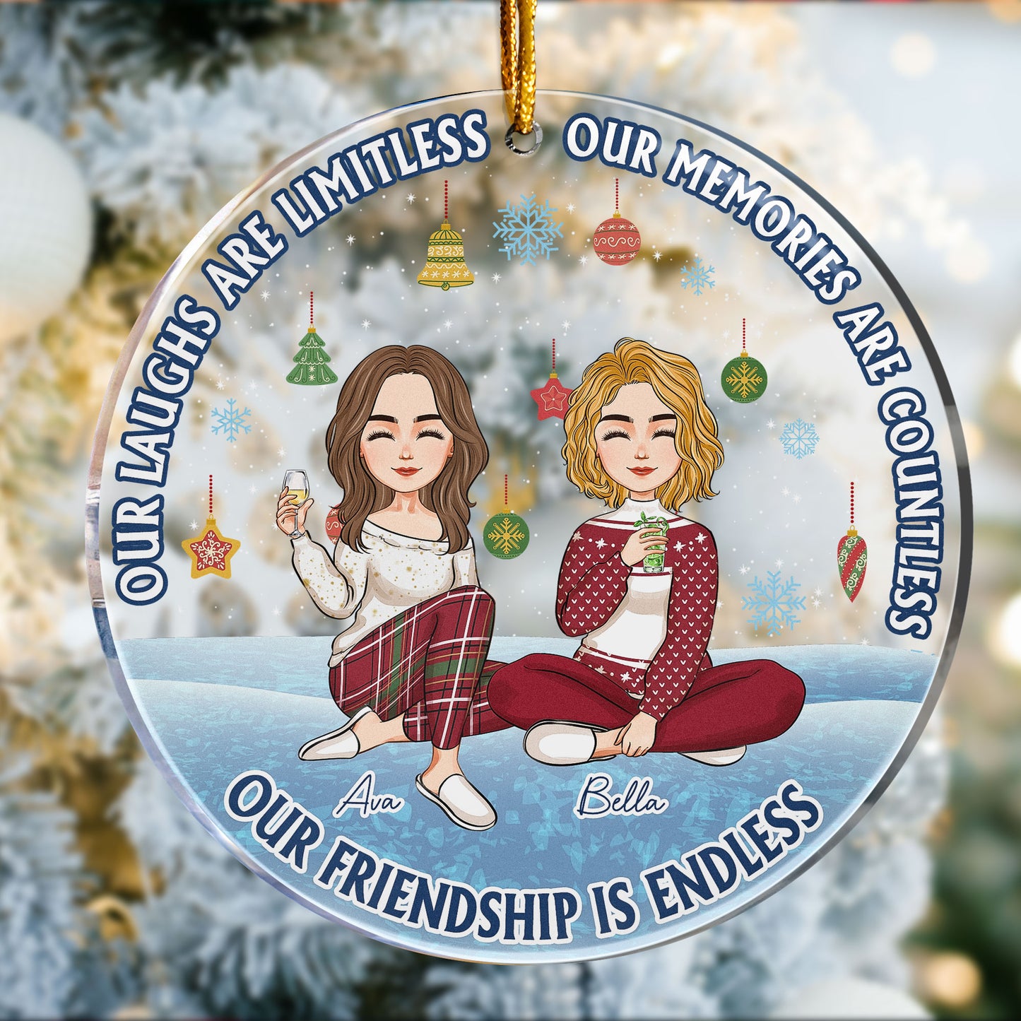 Our Friendship Is Endless Besties Forever - Personalized Acrylic Ornament