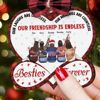 Our Friendship Is Endless Infinity Love - Personalized Wooden Ornament With Bow