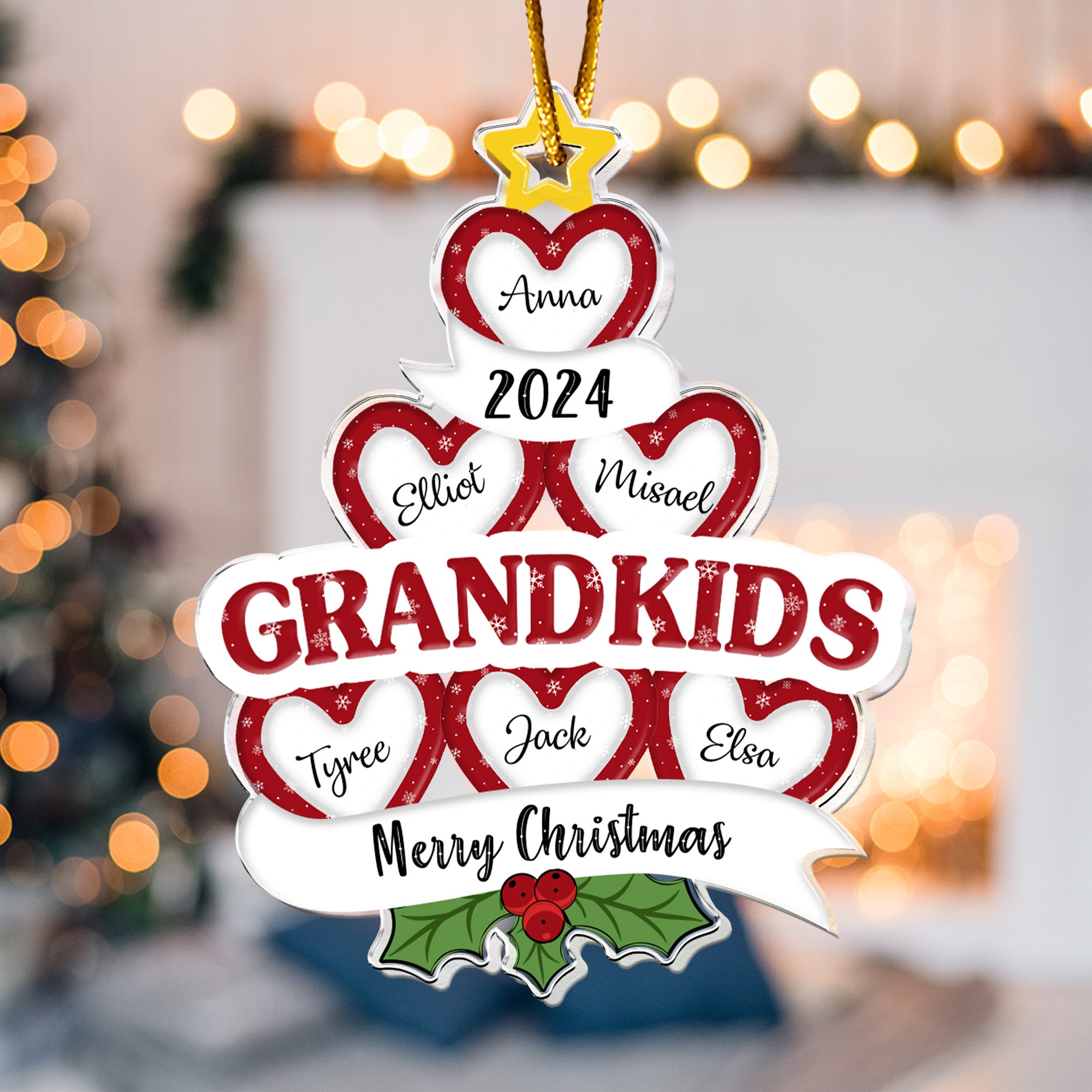 Our Grandkids Christmas Tree Shaped - Personalized Acrylic Ornament